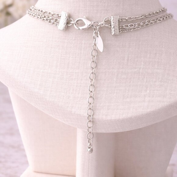 New York & Company Silver & Turquoise Multi-Layer Necklace – 16” - Picture 2 of 3